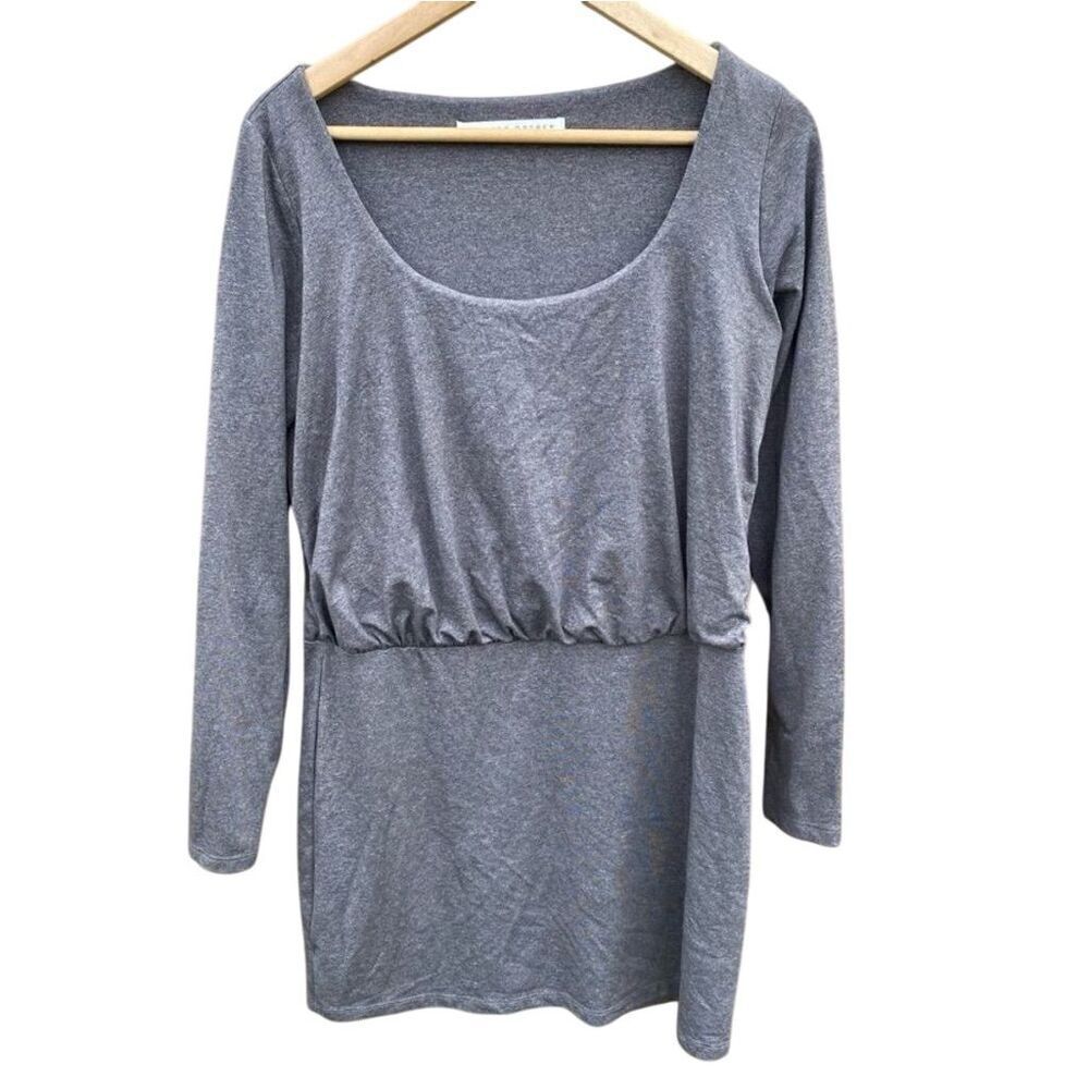 Susana Monaco Women's M Gray Long Sleeve Blouson Mini Length Dress